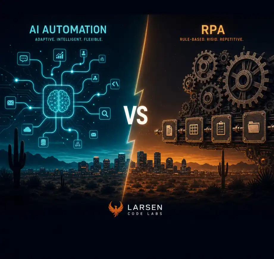 AI automation versus traditional RPA robotic process automation compared side by side