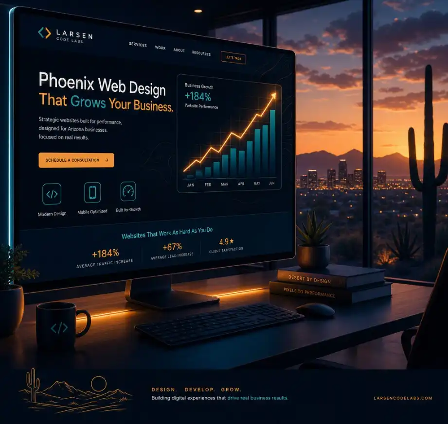 Phoenix web design that grows a local business, shown as a modern website mockup