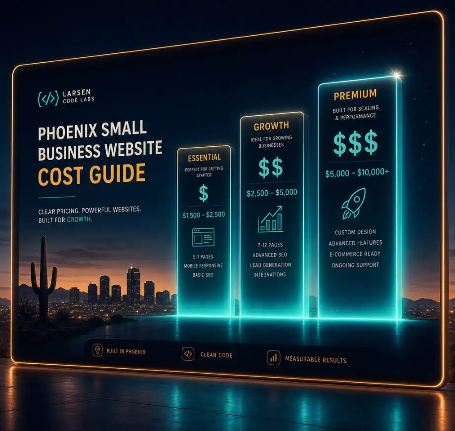 Phoenix Valley website cost guide showing pricing breakdown for small business websites