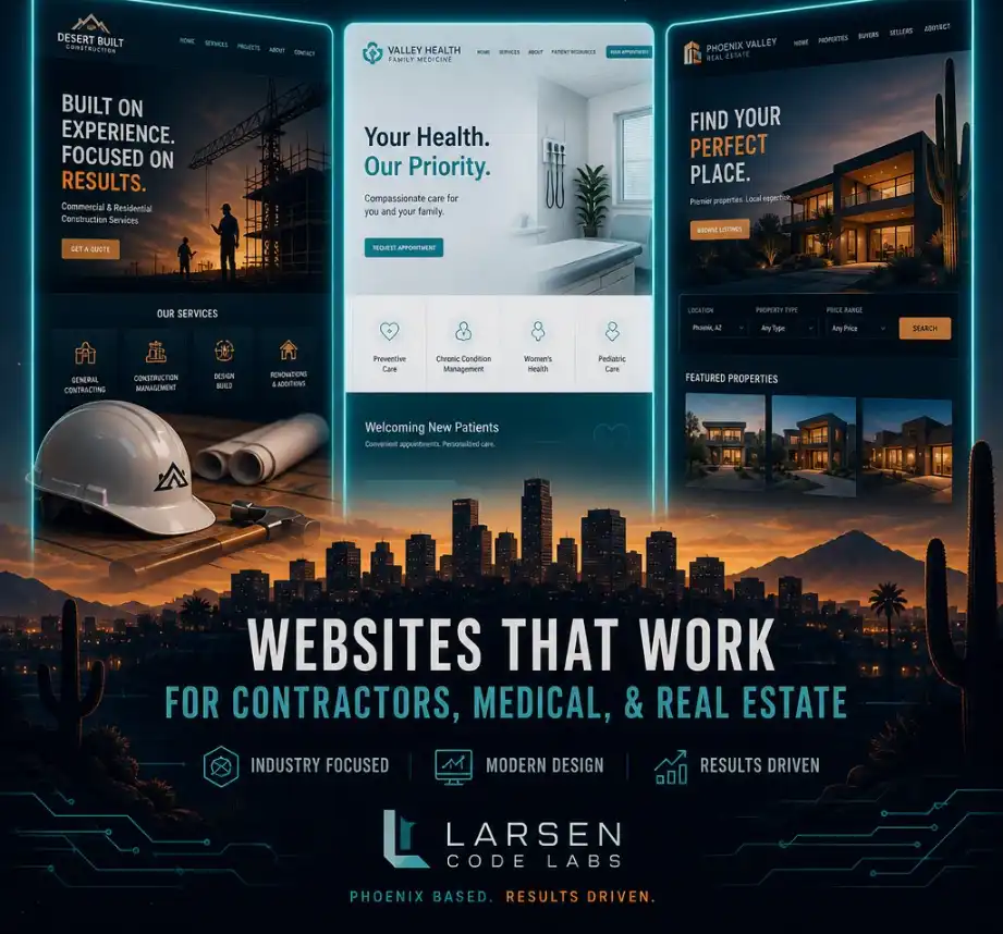 Website design for Phoenix contractors, medical practices, and real estate businesses