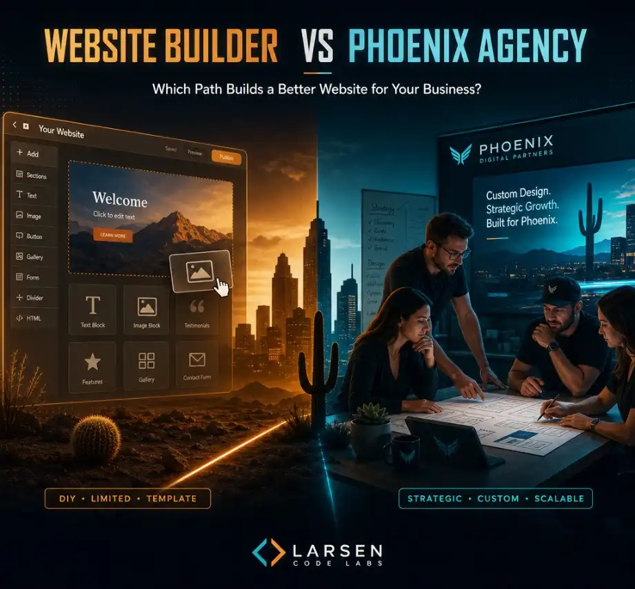 DIY website builder like Wix or Squarespace compared to hiring a Phoenix web design agency