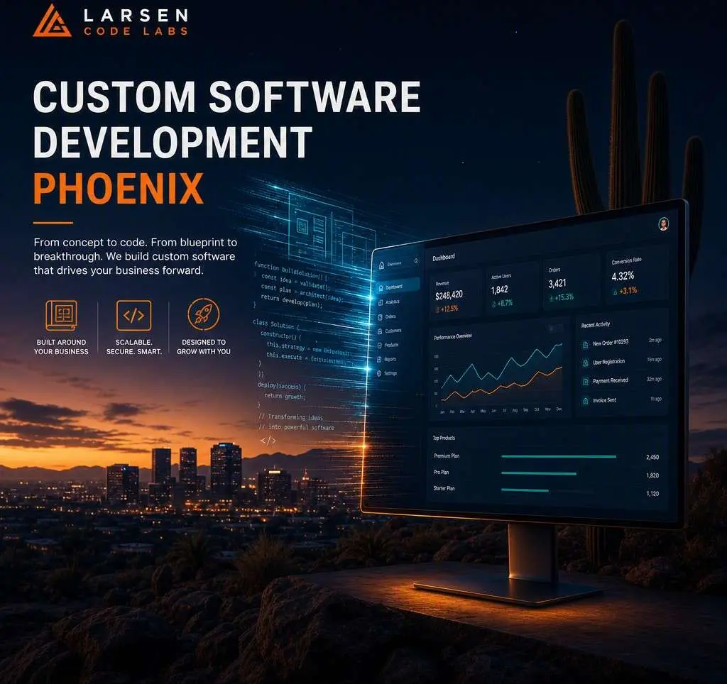 Custom software development for Phoenix businesses, showing an engineer working on a business application