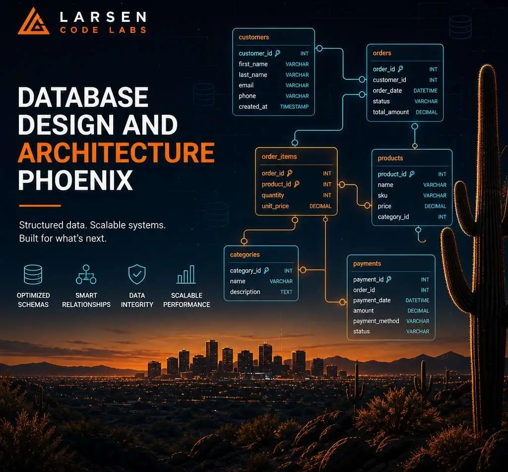 Database design and architecture diagram showing table relationships and data flow